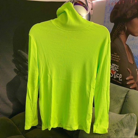 neon green zara turtleneck
